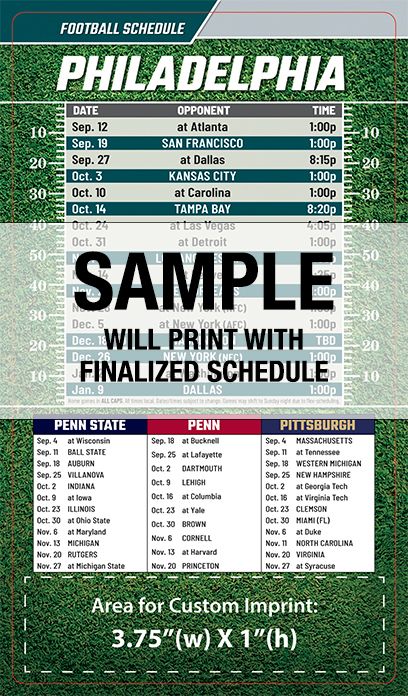 ReaMark Products: Philadelphia Full Magnet Football Schedule